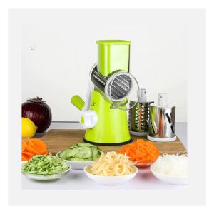 SIKS zöld forgó reszelő használat közben szeletelt zöldségekkel - Kézi aprító, Kézi mixer, Gyümölcscentrifuga és préselő és Elektromos tésztagép