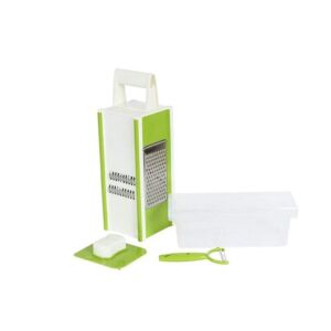 Siks többfunkciós reszelő tartállyal, hámozóval és szeletelő tartozékokkal - Kézi aprító, Kézi mixer, Gyümölcscentrifuga és préselő és Elektromos tésztagép