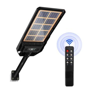 SIKS 200W napelemes utcai lámpa távirányítóval, ferde nézet - SIKS