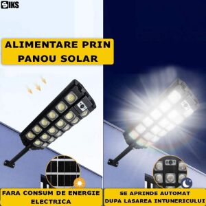 SIKS napelemes utcai lámpa mozgásérzékelővel, alkonyattól hajnalig, távirányítóval - SIKS