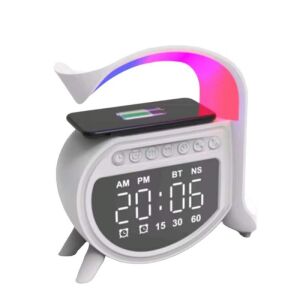 Lampă SIKS Smart LED RGB cu încărcător wireless, boxă Bluetooth și ceas digital - Încărcătoare wireless