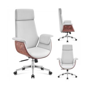 Prémium fehér műbőr főnöki forgószék több szögből - Mark Adler