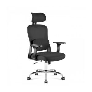 Teljes nézet a fekete ergonomikus irodai székre hálós háttámlával és fejtámlával - Mark Adler