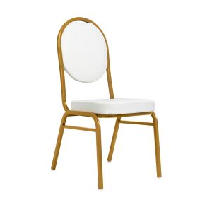 King Home Hestia Bankett Szék Fehér Műbőr Arany Vázzal 129661257 - Étkező szék