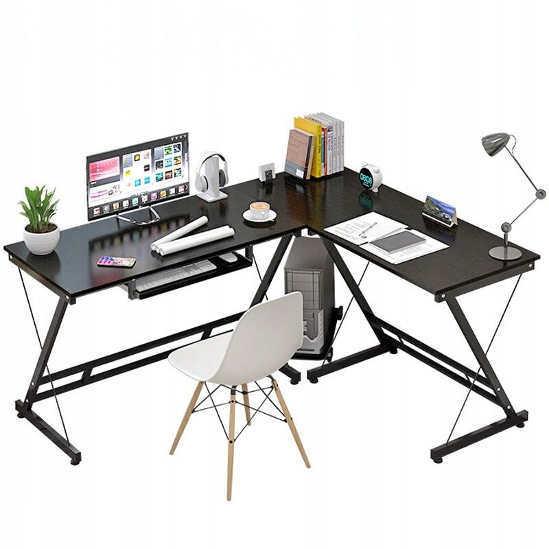 ROHOVÝ STÔL VEĽKÝ MODERNÝ PRIEMYSELNÝ POČÍTAČOVÝ ČIERNY HERNÝ STÔL