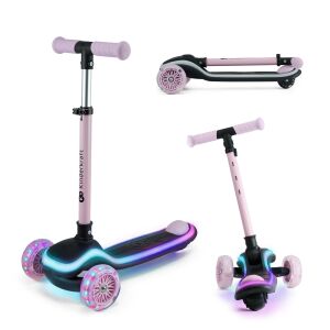 Kinderkraft RAKET 3-wheeled LED scooter for kids, pink and black, with 20 lighting modes - Kids' Scooter
