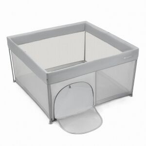 Kinderkraft ZIKI Playpen, grey, foldable, with mesh sides and soft padded floor - Playpen