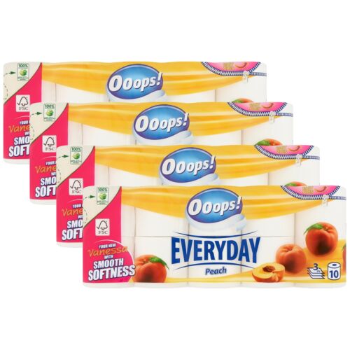 Ooops! Everyday Hârtie igienică cu parfum de piersici 4 x 10 role, 3 straturi