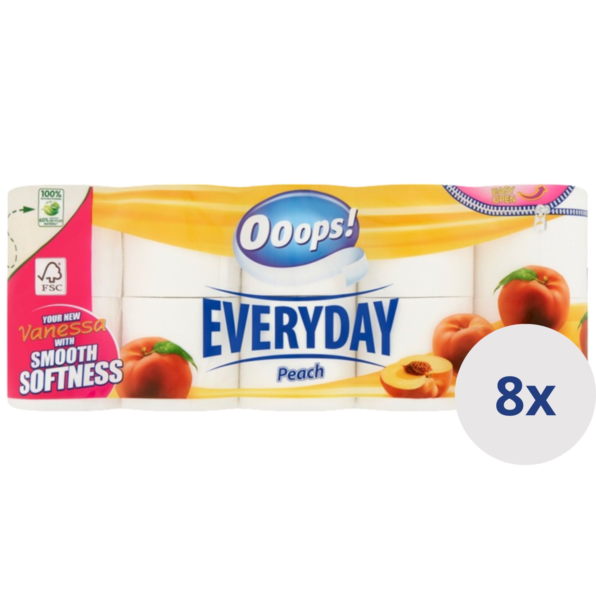 E-shop Ooops! Toaletný papier Everyday Peach 3 Ply 8x10 roliek