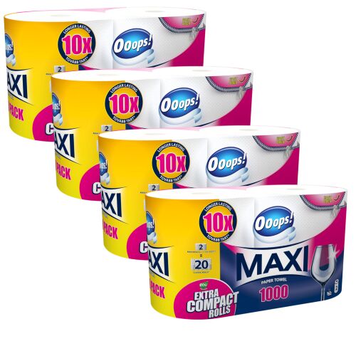 Ooops! Maxi Duo 1000 Papirnati ručnici 4x2 pakiranje, ukupno 8 rola