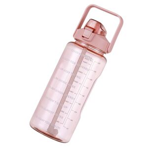 2L fľaša na vodu bez BPA so slamkou, ružová, s motivačnými citátmi, na šport, do posilňovne a na každodenné použitie - Preprava jedla a nápojov