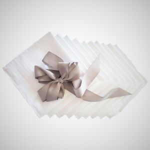 Комплект от 10 хотелски салфетки Kotonia Home - 45x45 см, 100% памук, сатен Дамаск, ширина на лентата 0,5 см, бели 129689998