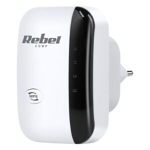 Rebel COMP 300Mbps Extensor de rază wireless, alb, vedere din față - Routere Wi-Fi, adaptoare