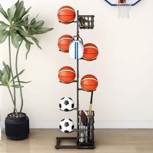 SIKS tároló állvány sportlabdák és sportfelszerelések tárolására, vasból készült, többrétegű függőleges sportszervező, kosárlabdákhoz, futballokhoz, röplabdákhoz és sporteszközökhöz, ideális 129690415 - Labdatartó