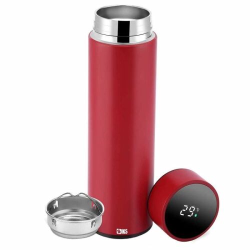 SIKS Piros Okos Termosz Hőmérővel, 500ml