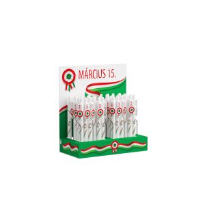 Ico Kokárdás golyóstoll display, 0.8mm kék tinta, magyar nemzeti ünnep témájú - ICO