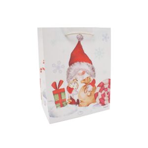 Papierowa torba świąteczna z krasnalem, premium M 18x23cm 147224934 - Pakowanie prezentów