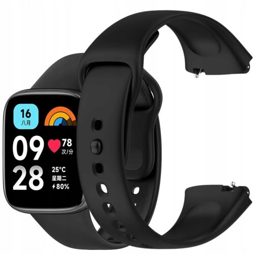 Xiaomi Redmi Watch 3 Lite/Active fekete szilikon csere szíj