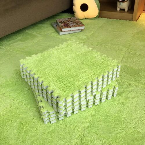 10 db-os puzzle szőnyeg készlet, KeepHome, EVA hab, bolyhos, 30 x 30 x 1 cm, zöld 136121771