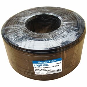 LogiLink Telefon lapos kábel, 4 vezetékes, 100m, fekete (CM04) 129708949 - Kábel