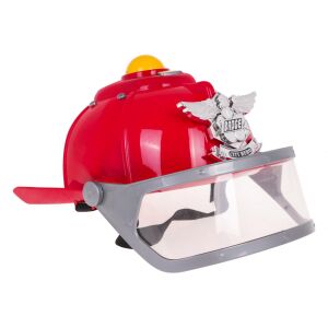 Czerwony hełm strażacki z wizjerem i syreną dla dzieci - Ramiz Kostium dla dzieci