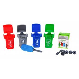 Interaktywna zabawka śmieciarka z pojemnikami do recyklingu i śrubokrętem - Pojazd zdalnie sterowany