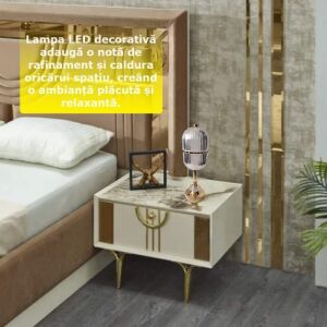 SIKS dekoratív LED lámpa, környezeti fény, érintésvezérlés, 3 színhőmérséklet, meleg/hideg/semleges fehér, újratölthető akkumulátor, USB-kábel, 130x130x320 mm, arany/átlátszó 145433270 - SIKS