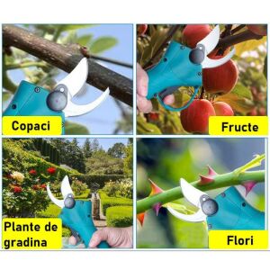 SIKS hordozható automata elektromos olló akkumulátorokkal, kertben vagy szőlőben, szénacél penge, 5000 mAh-s akkumulátor, 2 akkumulátor, tartozékok és szállítótáska, kék 139836658 - SIKS