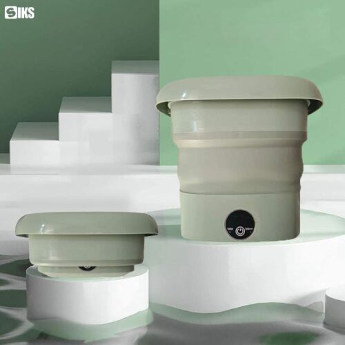 SIKS Mini Hordozható Összecsukható Mosógép, zöld, kompakt design