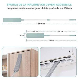 Stergator flexibil de praf SIKS®, maner extensibil, talpa plata, 136 cm, turcoaz 136261764 - Portrete