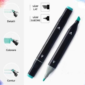 60 db SIKS többszínű marker készlet 2 fejjel, jelölő típussal, alkohol alapú tintával, fekete táskával és műanyag tartóval 136115032 - Filctoll