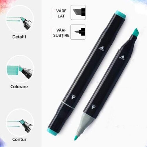 60 db SIKS többszínű marker készlet 2 fejjel, jelölő típussal, alkohol alapú tintával, fekete táskával és műanyag tartóval 136115032