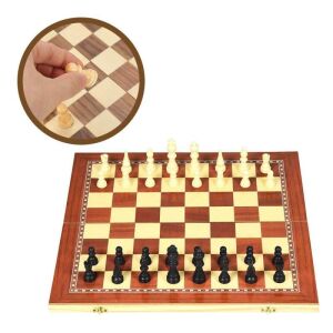 SIKS 3 az 1-ben játék, sakk, backgammon, dáma, fadoboz, 40x20 cm 145850651 - Dominó, sakk