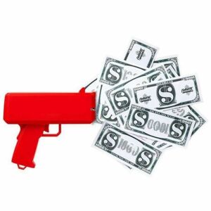 SIKS Money Gun pénzpisztoly, partikhoz, bankjegyekkel, piros 140625190 - Vicces ajándék