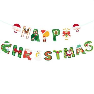 Decoratiune de Craciun, Flippy, Tip Banner, 16 Piese, pentru Usa sau Perete, Multicolor, Sfoara Inclusa, Model C 129766518