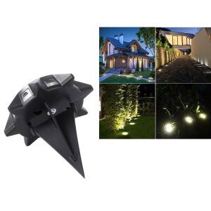 Collage aus Solargartenleuchte mit Dämmerungssensor und Gartenanwendungsbeispielen - Solarlaterne