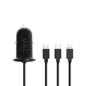 MNC 4 v 1 adaptér do auta s Lightning, Micro USB a Type-C konektormi - MNC