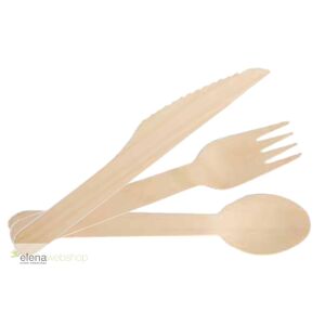 Set premium tacâmuri din lemn de 160 mm – biodegradabile, rezistente și elegante | Pachet 150 bucăți 129824235 - Tacâmuri de unică folosință