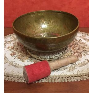 Kézzel készített 7 fémes kívül-belül mantrával díszített tibeti hangtál - ø226 mm, 1244 g 129824665 - Egészség & Életmód könyv