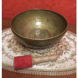 Kézzel készített 7 fémes kívül-belül mantrával díszített tibeti hangtál - ø246 mm, 1626 g 129824675 - Hangszer szett