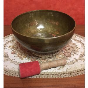 Kézzel készített 7 fémes kívül-belül mantrával díszített tibeti hangtál - ø260 mm, 1832 g 129824684 - Hangszer szett