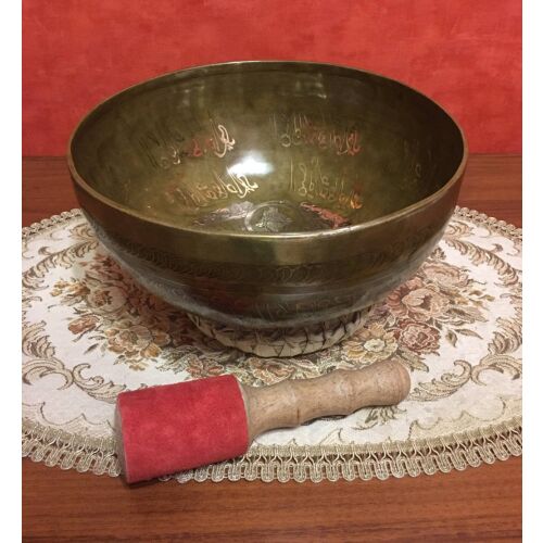 Kézzel készített 7 fémes kívül-belül mantrával díszített tibeti hangtál - ø260 mm, 1832 g 129824684
