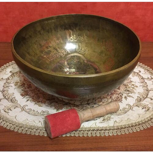 Kézzel készített 7 fémes kívül-belül mantrával díszített tibeti hangtál - ø295 mm, 2390 g 129824693