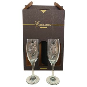 40.Házassági évfordulóra pezsgőspohár szett, rubinlakodalomra