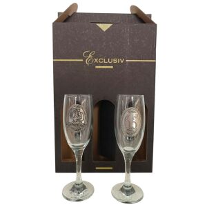 65. házassági évfordulós pezsgőspohár szett, vaslakodalom ajándék - Pohár