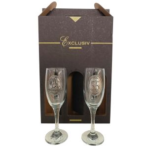 Exclusiv 55. Házassági Évforduló Pezsgőspohár Szett, Smaragd Lakodalom Ajándék - Pohár