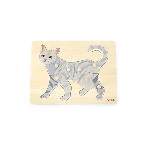 Viga Montessori Puzzle Macska, fa puzzle a kisgyermekeknek, oktató játék - Viga