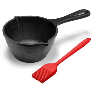 BBQ szósz edény szilikon ecsettel 12*6,5 cm, 0,5L, öntöttvas, Perfect Home 16646