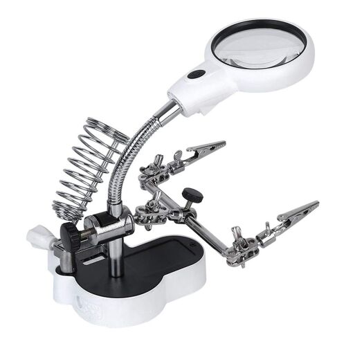 Timeless Tools Držiak panelov s LED lupou, 2 pinzetami, stojanom na spájkovanie