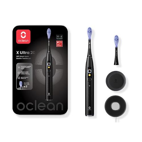 Oclean X Ultra 20 Schwarze Intelligente Sonic Elektrische Zahnbürste mit KI und Sprachsteuerung